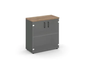 Шкаф низкий широкий прозр. стекло 796x400x833 зад. стенка HDF Стайл Проджект / Style Project images