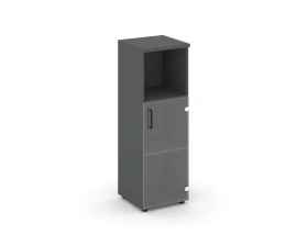 Шкаф средний узкий правый прозр. стекло с нишей 400x400x1203 Стайл Проджект / Style Project images