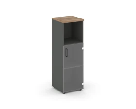 Шкаф средний узкий правый прозр. стекло с нишей 400x400x1203 зад. стенка HDF Стайл Проджект / Style Project images